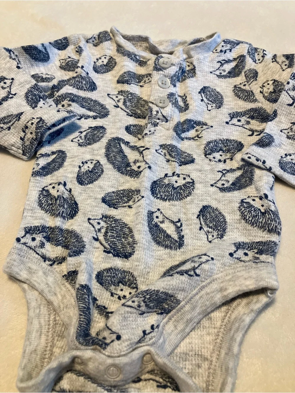 Baby Two-Piece Outfit - Hedgehog Print Bodysuit & Navy Pants